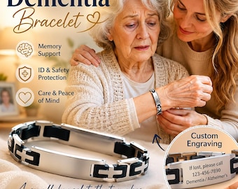 Alzheimers Medical ID Bracelet, Dementia Alert Bracelet, Personalized Emergency Contact Jewelry
