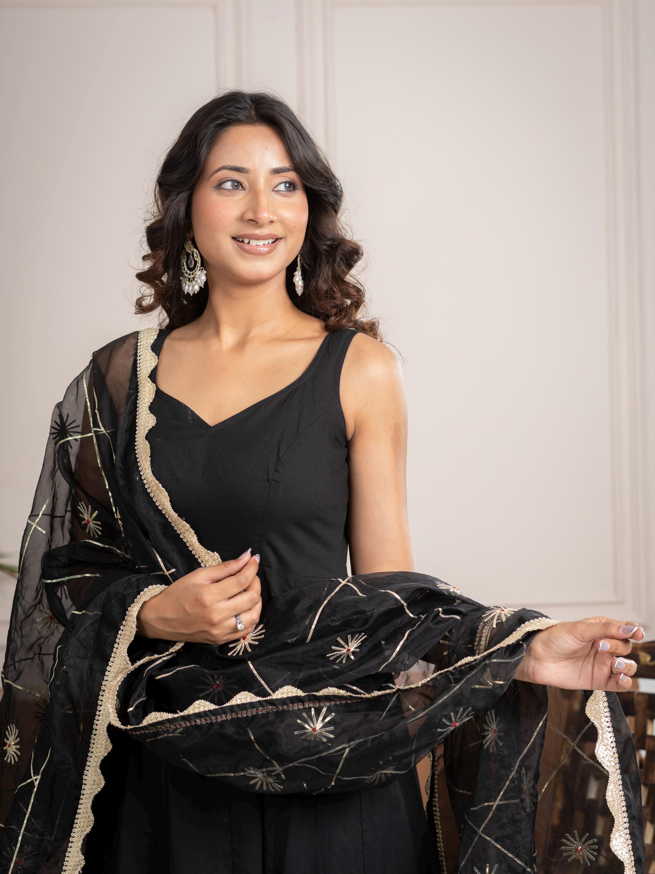 Black and Gold Indian Dress - Etsy