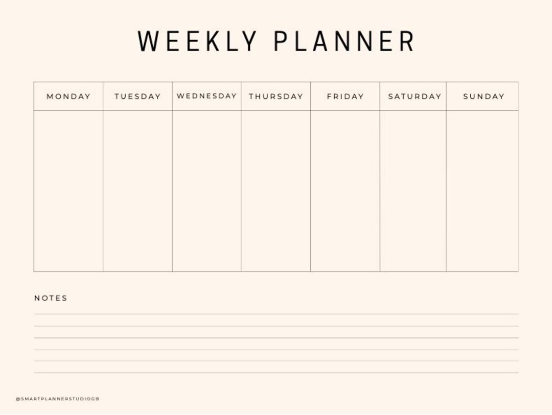 Minimalist Weekly Planner Printable | A4 Productivity Organizer ...