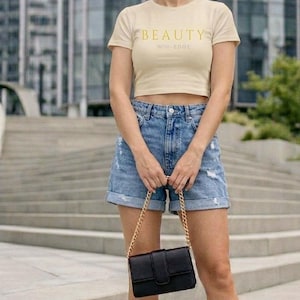 Beauty With Edge tee | Women's Micro Rib Baby Tee
