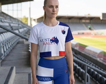 Pantaloncini da allenamento da donna con scritta Australia 2026 World Cup / Blu Aussie Activewear