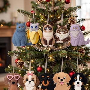 10 vilten huisdieren bundel naaipatroon pdf 5 vilten katten + 5 vilten honden beginnersvriendelijk ornament DIY handgemaakt dier ambacht collectie decor cadeau