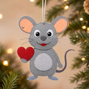 Mouse Felt Sewing Pattern PDF – Cute Mouse Ornament DIY, Beginner-Friendly Felt Animal, Handmade Craft Template