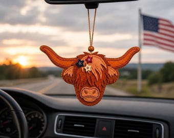 Highland Cow USA Patriotic Felt Ornament Pattern PDF, Farm Animal Plush Sewing Guide, Beginner Friendly DIY Soft Toy, Handmade Decor Craft