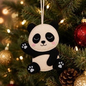 Panda Felt Sewing Ornament Pattern PDF, Baby Panda Plush Template, Beginner Friendly DIY Soft Toy, Handmade Nursery Decor Craft