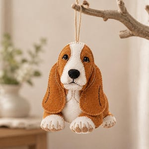 Basset Hound filtmönster PDF – Söt hundprydnad DIY, nybörjarvänlig filtdjurshandledning, premium hantverksmall