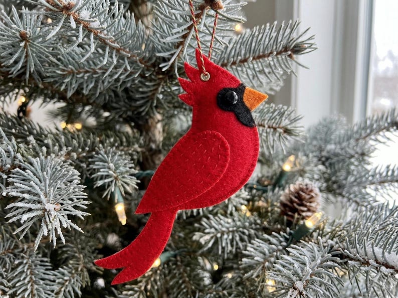 Felt Cardinal Pattern Cardinal Felt Sewing Pattern PDF – Blue Print PDF Cute Bird Ornament ...