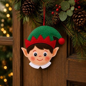 Christmas Elf Felt Ornament Sewing Pattern PDF, DIY Holiday Decoration Template, Easy Beginner Christmas Craft