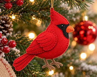Cardinal Bird Felt Sewing Pattern PDF, Plush Bird Ornament, Kids DIY Activity, Christmas Holiday Decor, Handmade Gift, Blue Print