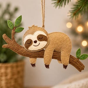 Felt Sloth Sewing Ornament Pattern PDF, Sloth Plush Sewing Guide, Beginner Friendly DIY Soft Toy Template, Handmade Nursery Decor Craft