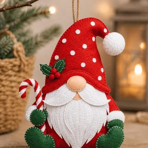 Christmas Gnome PDF Sewing Pattern | Felt Ornament Template | DIY Holiday Decoration | Easy Beginner Christmas Craft Gift