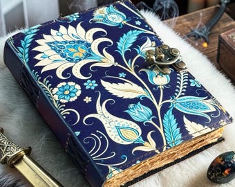 Botanical Leather Journal Handmade Vintage Book of Shadows Refillable Deckle Edge Paper Diary Rustic Aesthetic Notebook Gift for Her Him
