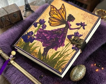 Fairy Leather Journal, Book of Shadows, Handmade Refillable Notebook, Vintage Deckle Edge Paper Diary, Gift for Him Her Personalized Journal