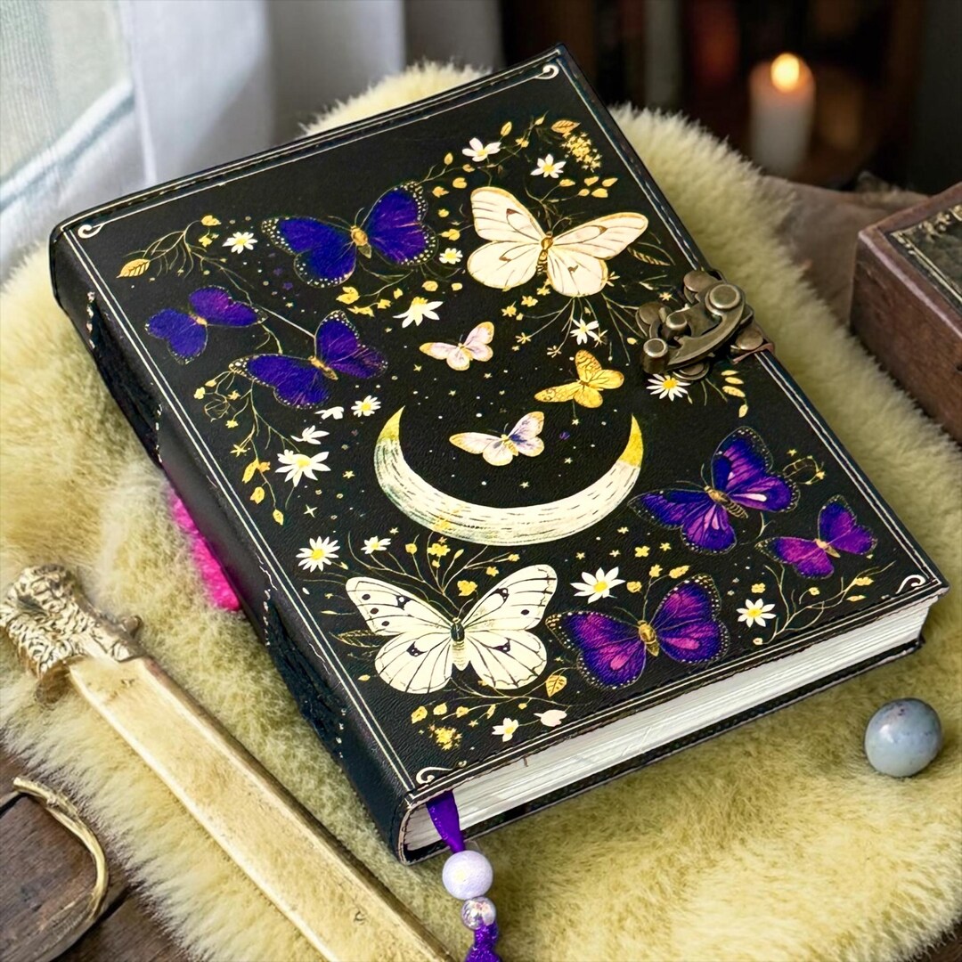 Butterfly Leather Journal 200 Pages, Handmade Refillable Notebook ...