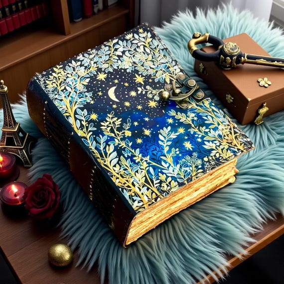 Moon Tree Leather Journal β Handmade Vintage Book of Shadows Notebook, Refillable Deckle Edge Paper Diary, Rustic Aesthetic Gift