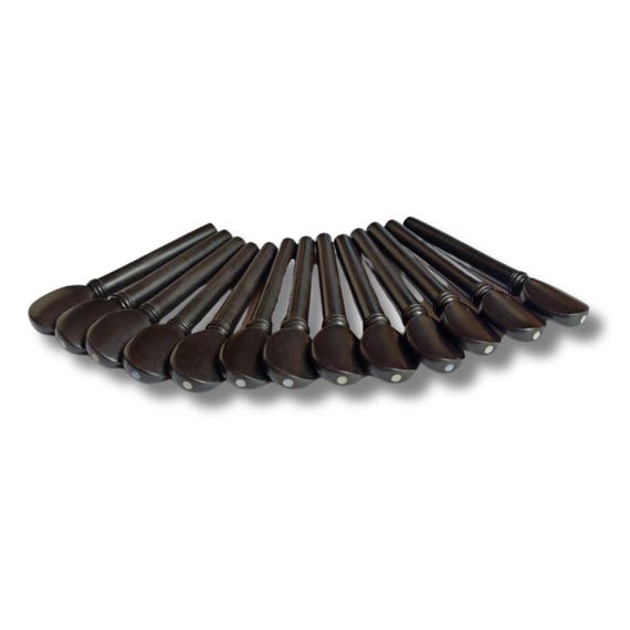 Premium Ebony Rosewood Oud Pegs, Swiss Model with Parisian Eye Inlay, Handmade Luthier Hardware