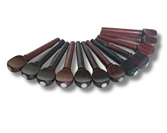 12pc Professional Violin Tuning Pegs Set - Hill Style Rosewood Pegs with Mother of Pearl Inlay - High Quality Luthier Replacement Parts