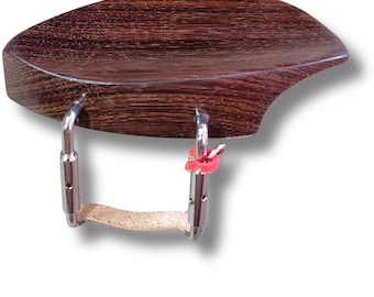 Rosewood Violin Chinrest - Teka Style with Silver Clamp | Premium Hand-Polished Hardwood | Professional Luthier Grade Accessory