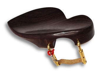 Handcrafted Rosewood Shark Style Violin Chinrest with Gold Clamp | Premium Violin Fittings | Professional Luthier Quality | Musical Works