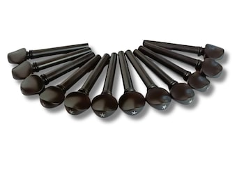 Ebony Violin Tuning Pegs Set with White Star Inlay Handmade Wooden Pegs for Violin Viola String Instrument Parts Accessories