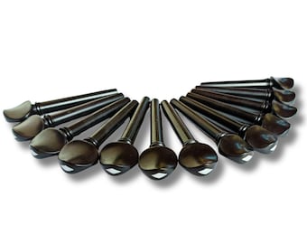 Premium Ebony Oud Tuning Pegs Set - 12 Pcs - Diamond Inlay