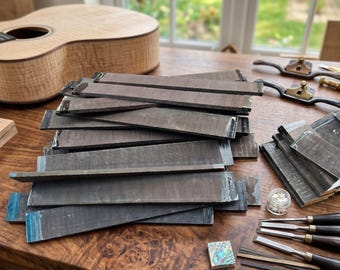 Ebony Wood Guitar Fretboard Blank High Density Black Fingerboard 2 pcs 60 / 70 / 530 MM