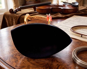 Professional Ebony Violin Chinrest - Flat Model with Gold-Plated Clamp - High-Quality Ebony wood Fitting for Full Size 4/4 Violin