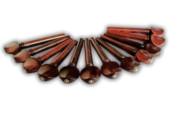 Rosewood Oud Tuning Pegs Set of 12, Heart-Shaped Artisan Pegs, Oud Replacement Parts, Luthier Hardware, Handmade