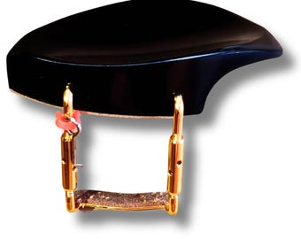 Premium Ebony Violin Chinrest - Teka Style with Polished Silver Clamp| Professional Grade Orchestral Accessory