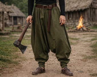 Medieval Fantasy LARP Pants, Gothic Pirate Trousers, Viking Renaissance Costume Pants, Samurai Slavic Cosplay Bottoms