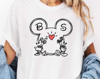Disneyworld Mickey And Minnie Couple Shirt, Custom Letter Disney Family 2026 Shirts, Retro Disneyworld Trip Tee, Disney Family Vacation Tee