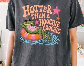 Hotter Than A Hoochie Coochie Comfort Colors Boxy Tee, Meme Summer Vacation Tshirt, Music Lover Tshirt, 90s Country Music, Trendy Summer Tee