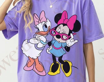 Retro Minnie Daisy Shirt, Disney Trip Shirt, Vintage Disney Friends Tee, Best Friend Gift Tee, Comfort Colors White Disney Graphic Tee