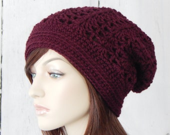 Color Choices, Burgundy Lacy Slouch Hat, Black Slouchy Beanie, Womens Teens Slouchy Hat, Gray Winter Hats, MarlowsGiftCottage, Many Colors