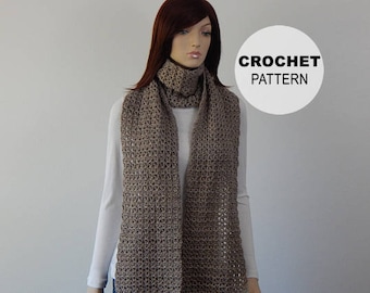 Crochet PATTERN PDF, The Autumn Nights Scarf Crochet Pattern, Textured Straight Scarf, Wide Wrap Scarf Crochet Pattern, MarlowsGiftCottage