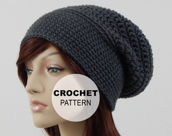 Crochet PATTERN PDF, The City Slouch Beanie Pattern, Slouchy Hat Crochet Pattern, Womens Winter Hat Crochet Pattern, MarlowsGiftCottage