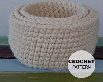 Crochet PATTERN PDF, The Nesting Baskets Trio Crochet Pattern, Stacking Bowl Pattern, Storage Bowl Pattern, DIY Crochet, MarlowsGiftCottage