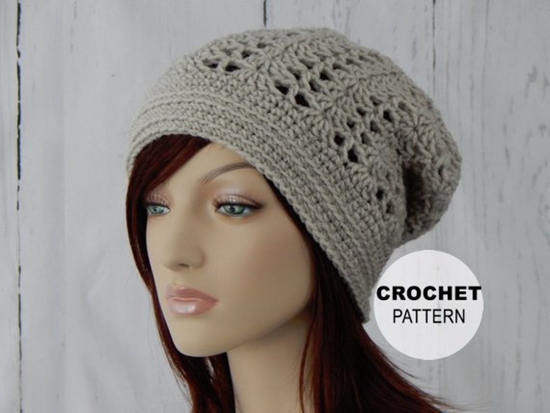 Crochet PATTERN PDF, the Lacy Slouch Beanie, Slouchy Hat, Winter Hats ...