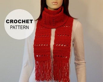 Crochet PATTERN PDF, The Merry Scarf Crochet Pattern, Extra Long Scarf, Fringe Wrap Scarf Crochet Pattern, Winter Scarf, MarlowsGiftCottage