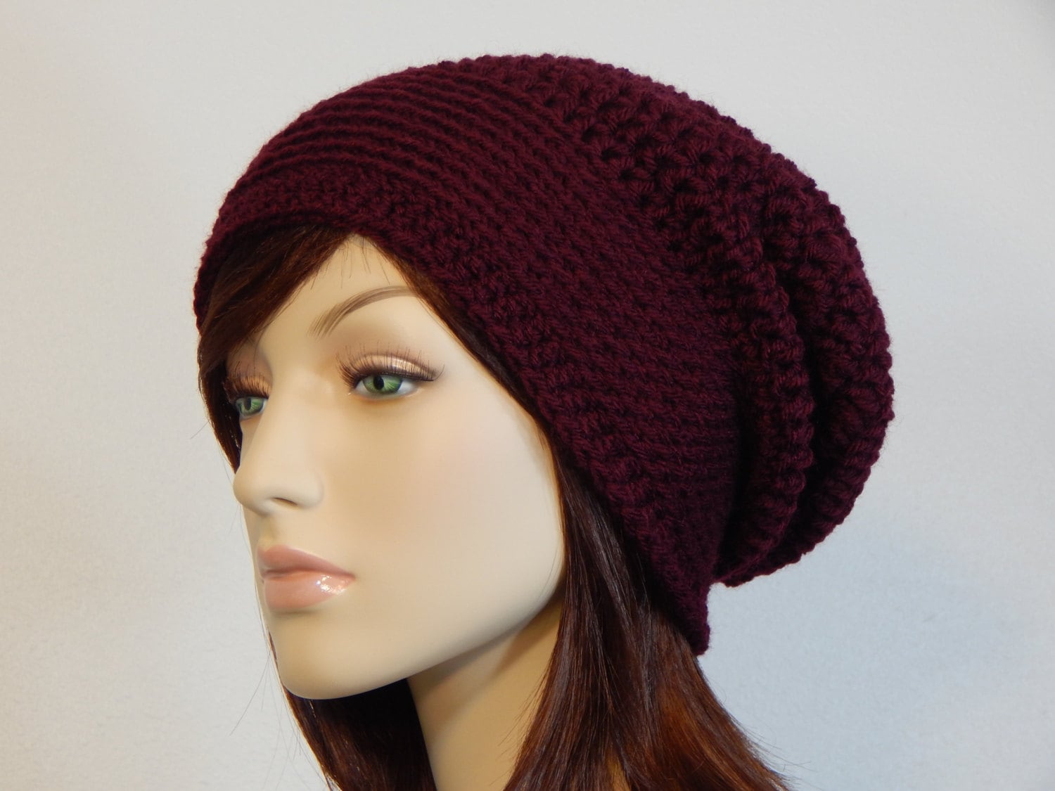Burgundy Slouchy Hat - Etsy display picture 3