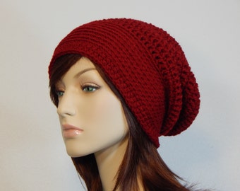 Color Choices, Crimson Red Slouch Hat, Deep Red Slouchy Beanie, Cranberry Womens Hat, Teen Slouchy Hat, Winter Hats, Mod, MarlowsGiftCottage