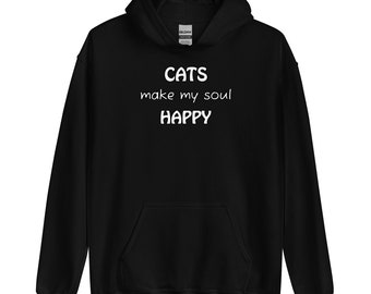 Color Choices Unisex Cats Make My Soul Happy Hoodie, Cute Cat Sweatshirt, Cat Soulmate, Cat Mom, Cat Dad, Cat Lover Gift, MarlowsGiftCottage