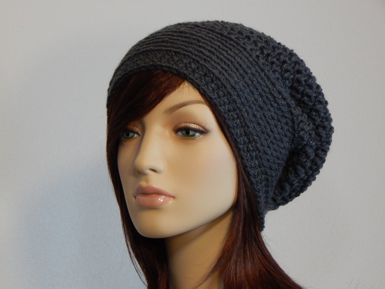 Color Choices, Dark Gray Slouch Hat, Grey Slouchy Beanie, Womens Hat, Slouchy Hat, Winter Hats, Slouchy Hat Women, Slouchy Beanie Women image 5