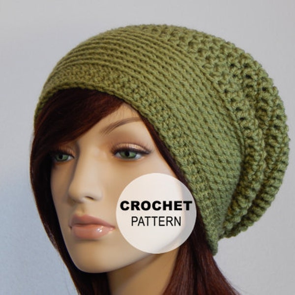 Crochet PATTERN PDF, The Mod Slouch Beanie, Slouchy Hat, Winter Hats, Ladies Crochet Hat Pattern, MarlowsGiftCottage, Crochet Slouch Hat