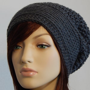 Color Choices, Dark Gray Slouch Hat, Grey Slouchy Beanie, Womens Hat, Slouchy Hat, Winter Hats, Slouchy Hat Women, Slouchy Beanie Women image 2