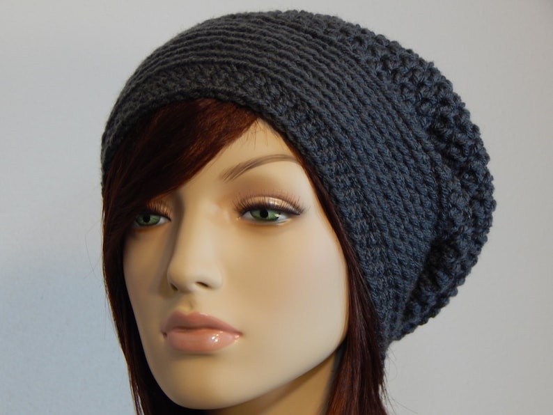 Color Choices, Dark Gray Slouch Hat, Grey Slouchy Beanie, Womens Hat, Slouchy Hat, Winter Hats, Slouchy Hat Women, Slouchy Beanie Women image 2