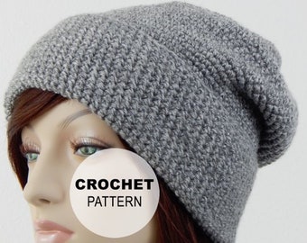 Crochet PATTERN PDF, The Summit Slouch Beanie, Folded Cuff Slouchy Hat, Winter Hats, Crochet Hat Pattern, Womens Crochet, MarlowsGiftCottage