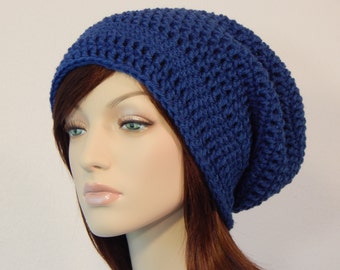 Blue Slouch Hat, Blue Slouchy Beanie, Womens Hat, Teen Slouchy Hat, Winter Hats, Autumn Hats, Fall Beanies, Baggy Hats, MarlowsGiftCottage