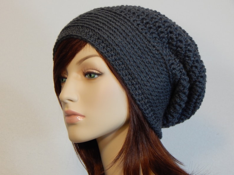 Color Choices, Dark Gray Slouch Hat, Grey Slouchy Beanie, Womens Hat, Slouchy Hat, Winter Hats, Slouchy Hat Women, Slouchy Beanie Women image 3