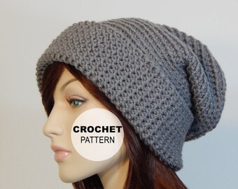 Crochet PATTERN PDF, The Reversible Slouch Beanie, Folded Cuff Slouchy Hat, Winter Hats, Crochet Hat Pattern, Womens Hat, MarlowsGiftCottage